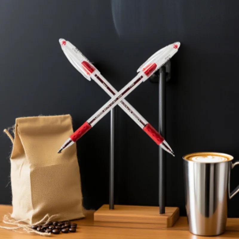 0.7mm Fine Point Ballpoint Pens - 2 with Comfortable Feel & Red Ink