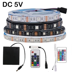 5V LED Strip RGB 5050 4AA zasilanie bateryjne wodoodporna elastyczna taśma LED oświetlenie wstęgowe PC podświetlenie TV z 17 klawiszami 24 klucze zdalnego