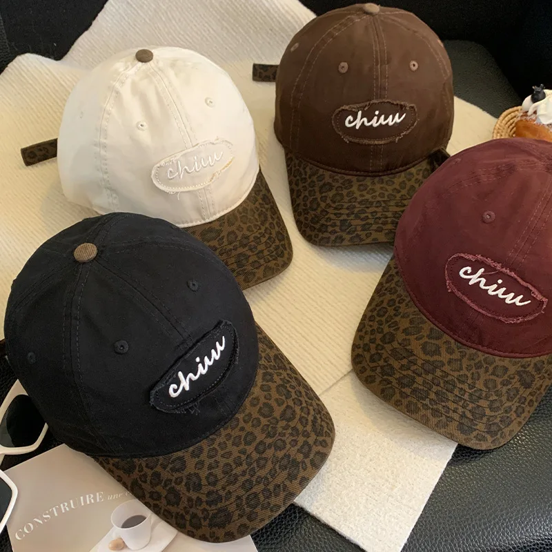 

Ladies' Visors Y2K Retro Leopard Print Cool Sweet Color Blocked Fashionable Baseball Caps Sunshade High-quality Visors For Girl