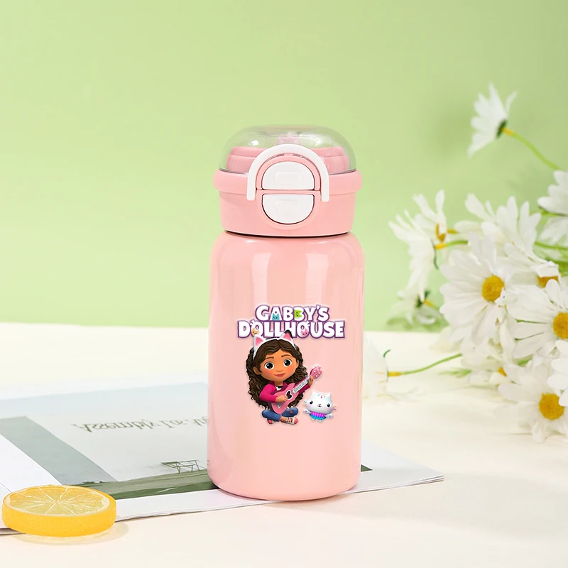 Gabby Dollhouse tasses isolées en acier inoxydable garçon fille dessin animé tasse d'eau grande capacité bouteille d'eau isolée anti-fuite