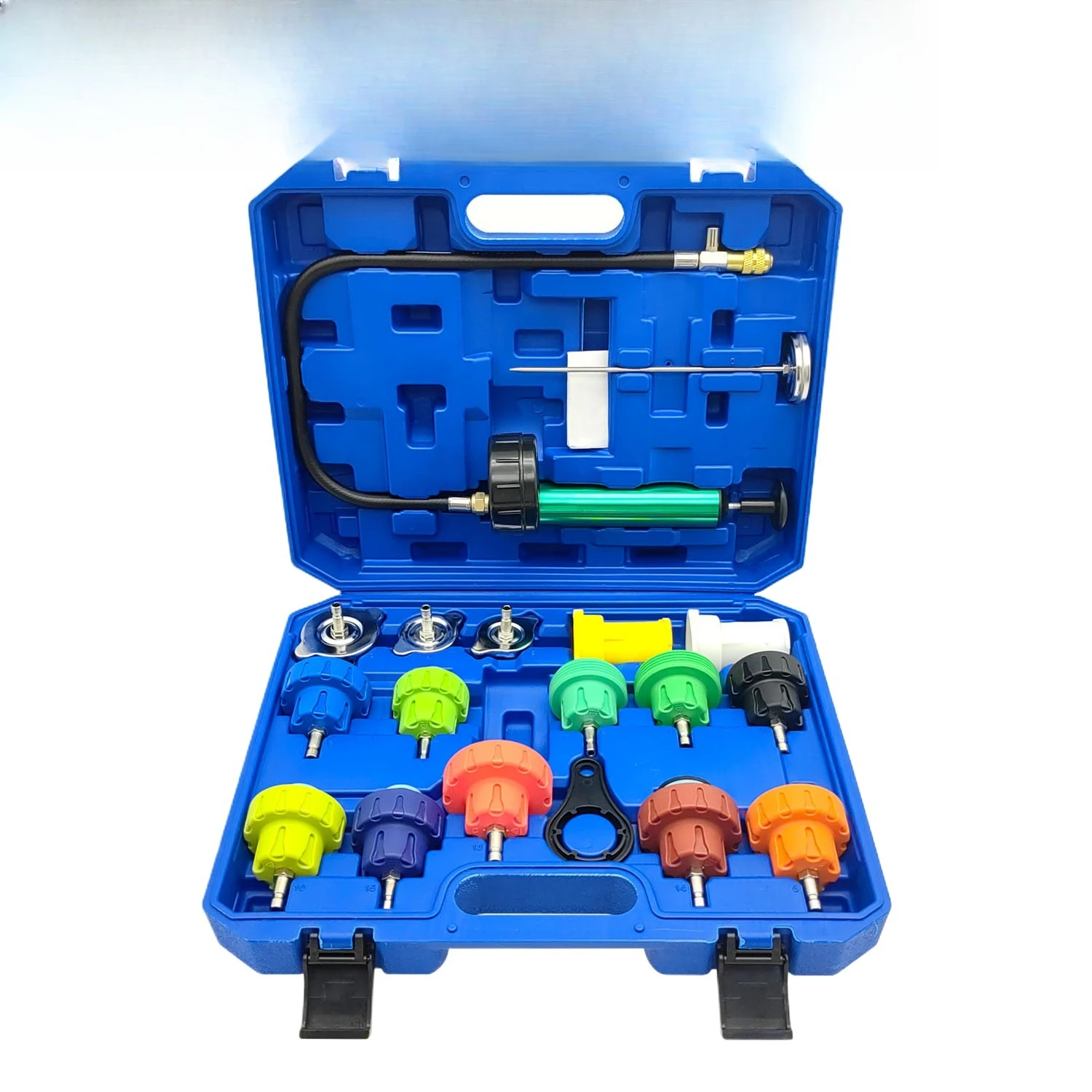 

18pcs Radiator Pump Pressure Tester Kit, 18pcs Radiator Pump Pressure Tester Kit, Car Cooling System Water Tank Leak TTY-WP-0297