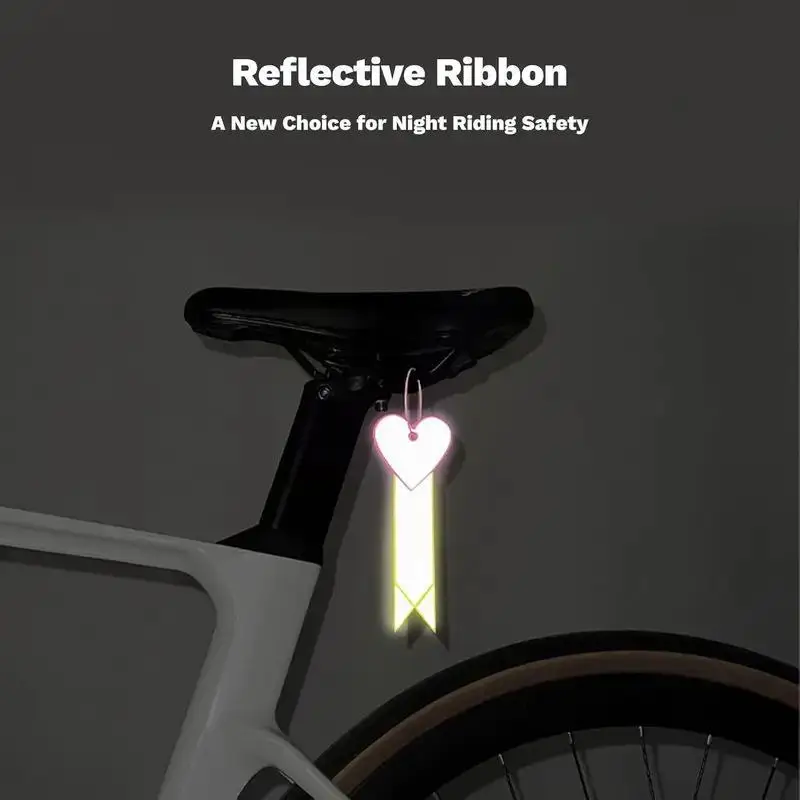 1Pc Heart Shaped PVC Tail Light High Visibility Bicycle Seat Cushion Reflective Strip For Night Riding Bicycles Backpacks Helmet