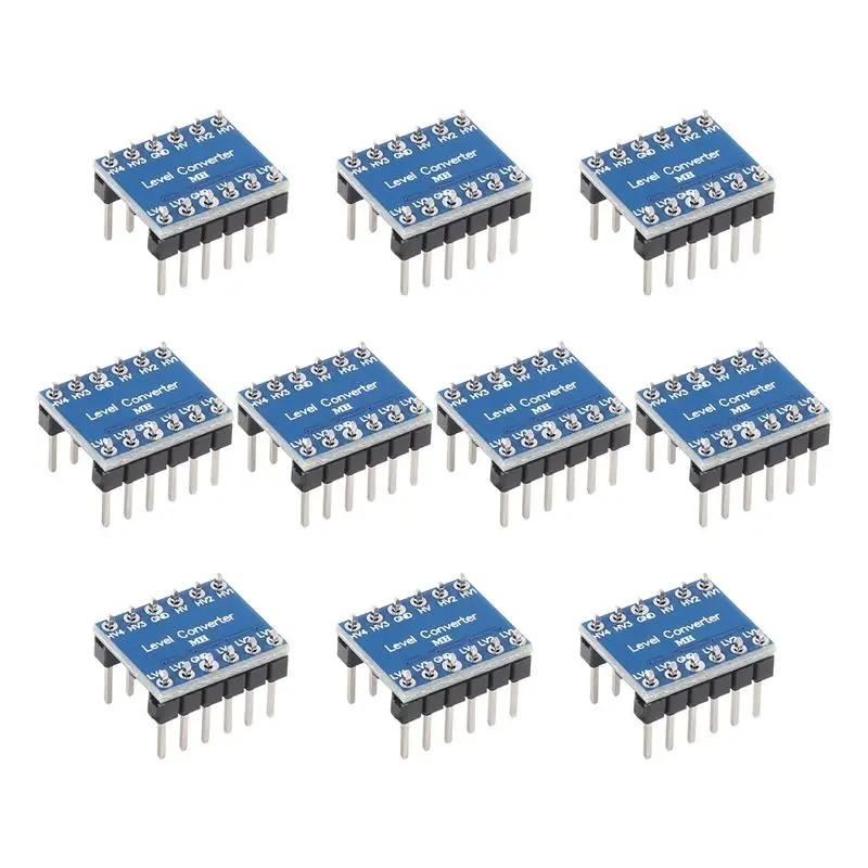 FULL-10Pcs 4 Channel IIC I2C Logic Level Converter Bi-Directional Module 3.3V To 5V Shifter For Arduino (Pack Of 10)