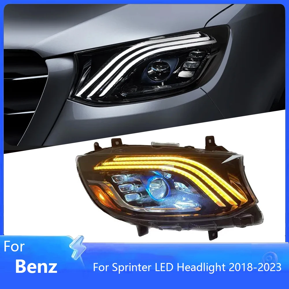 

Поп-автомобильная фара для Benz Sprinter, светодиодная фара 2018-2023, фары Sprinter DRL, указатель поворота, дальний свет, ангельский глаз, проектор