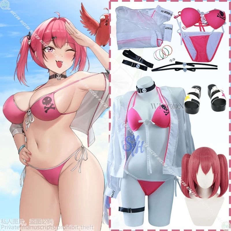 

Аниме игра Nikke Goddess Of Victory Косплей Маст Костюм Kawaii Летний сексуальный ярко-розовый купальник-бикини Прозрачное пальто Jirai Kei