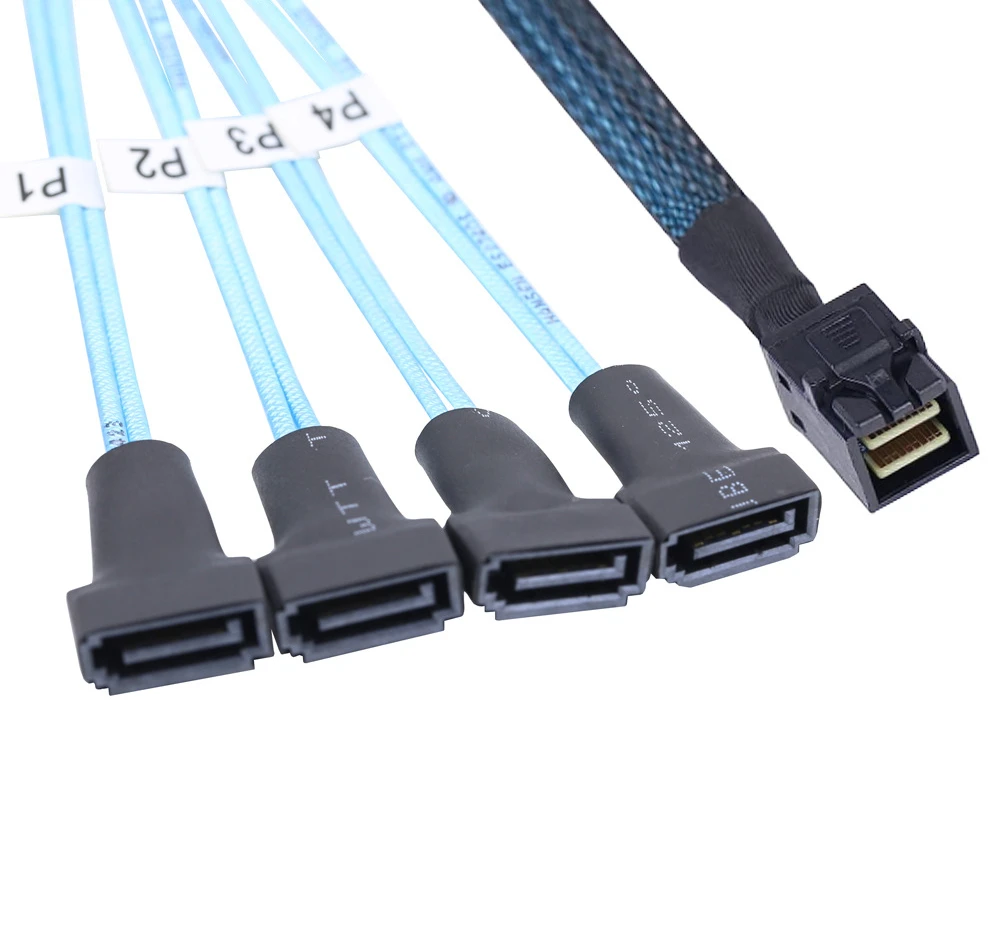 Advanced Mini SAS HD SFF-8643 to 4 SATA 7Pin Male Cable for Efficient Data Transfer