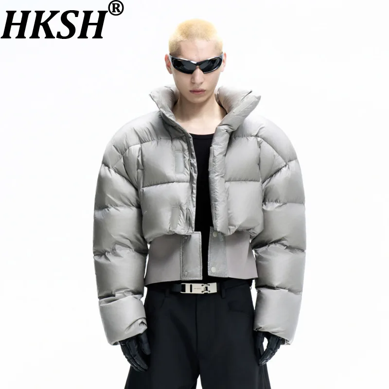 HKSH خريف شتاء جديد الرجال المد 90 الأبيض بطة أسفل انفصال اتجاهين سترة رشاقته الدافئة قصيرة الوقوف طوق معطف منتفخ HK17140