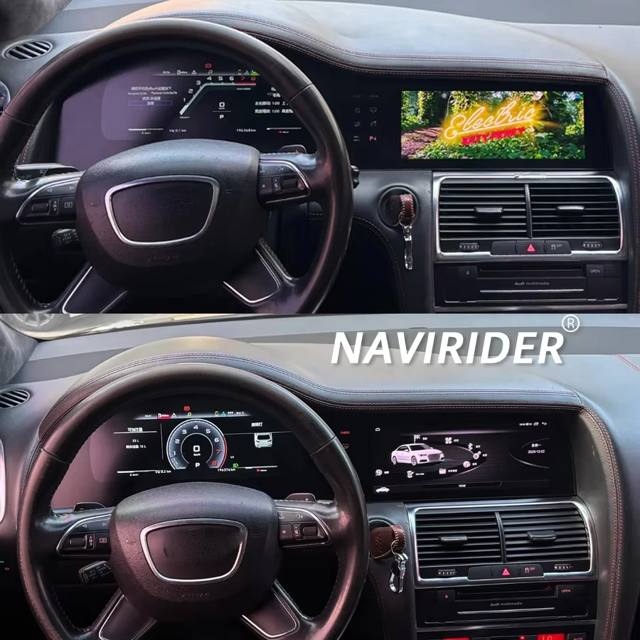 New Dual Screen For Audi Q7 2005–2016 Carplay 12.3inch Instrument Cluster+10.25inch Display Virtual Cockpit Supports HDMI Input