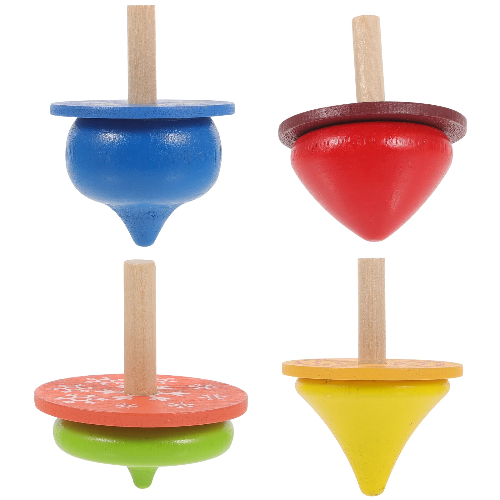 

4 Pcs Early Educational Toy Painted Gyroscope Toys Kids Top Wooden Peg-top Bamboo