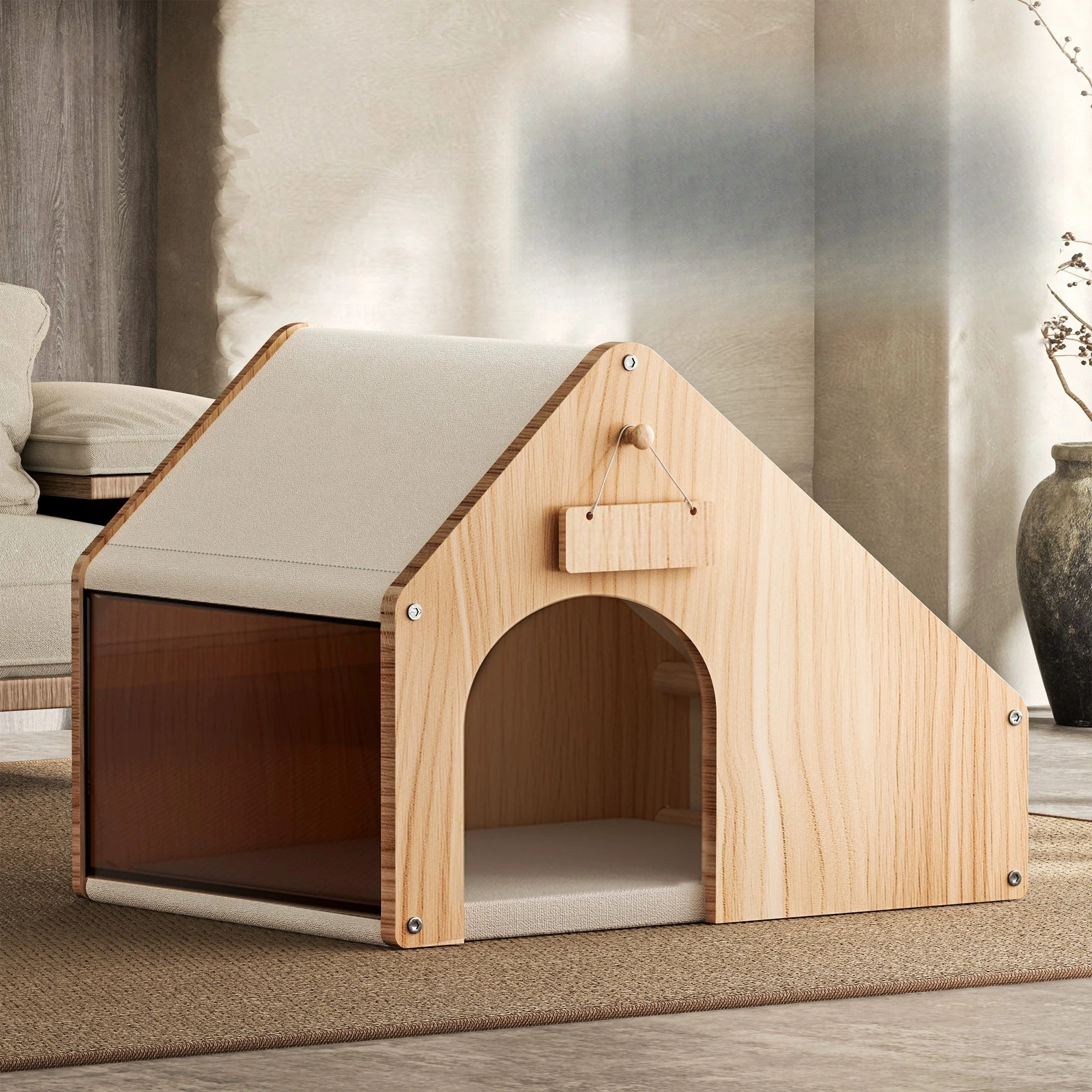 Summer solid wood closed security cat small dog universal house