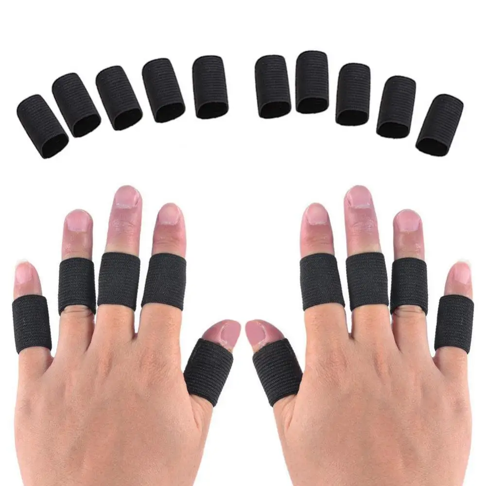 10Pcs Stretchy Finger Protector Sleeve Support Arthritis Sport Aid Straight Wrap Basketball Stretchy Bands Finger Protection