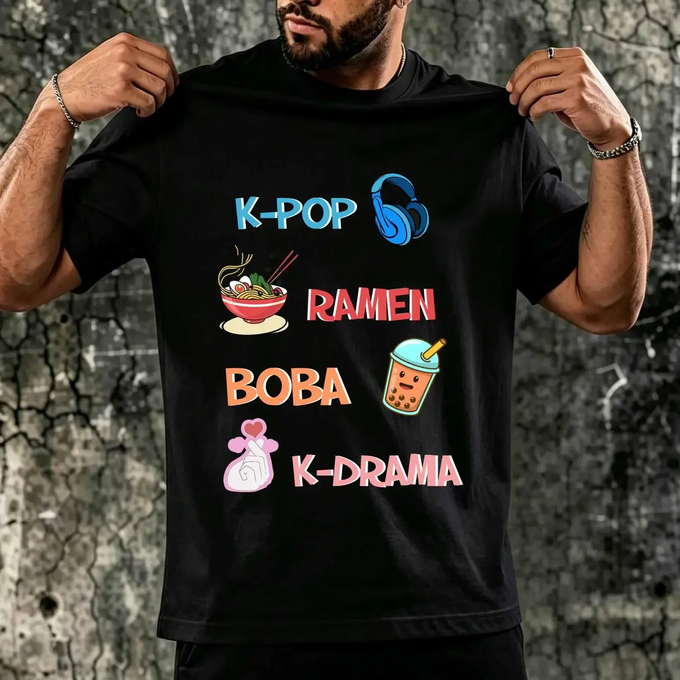 washed T Shirt K Pop Fashion for Fans of korean Drama Collaboration Backpack Large Capacity Cute Foldable 3d Printing vintage