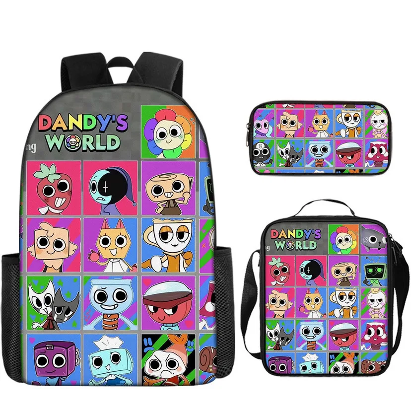 Ransel sekolah dasar seri Dandy's World Ransel lucu kartun Dandy's World set tiga potong