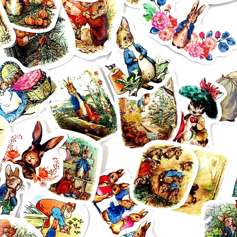 1Sets=40PCS Cute Bunny Stickers Diary Notebook Computer Helmet PVC Waterproof Stickers