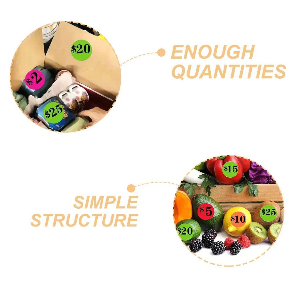 6 قطعة ملصقات أسعار البيع القابلة للإزالة ملصقات أسعار ذاتية اللصق لمتجر البيع بالتجزئة ملصقات تسعير السوبر ماركت علامات ملونة مستديرة #6