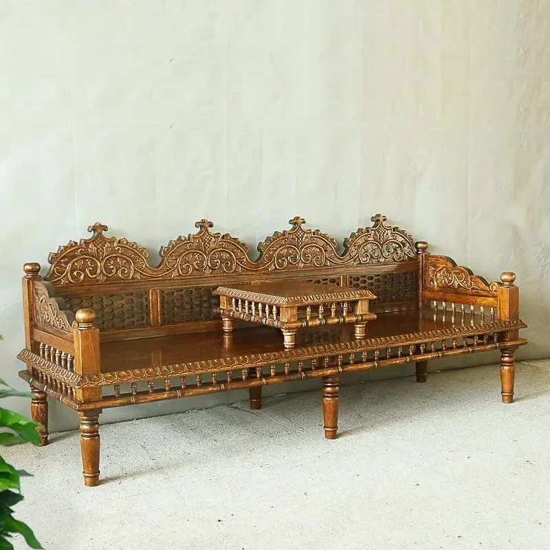 เฟอร์นิเจอร์ขนาดเล็ก ห้องนั่งเล่น โซฟาห้องนอน สไตล์โมร็อกโก ไทย 3 คน โซฟาไม้เนื้อแข็ง