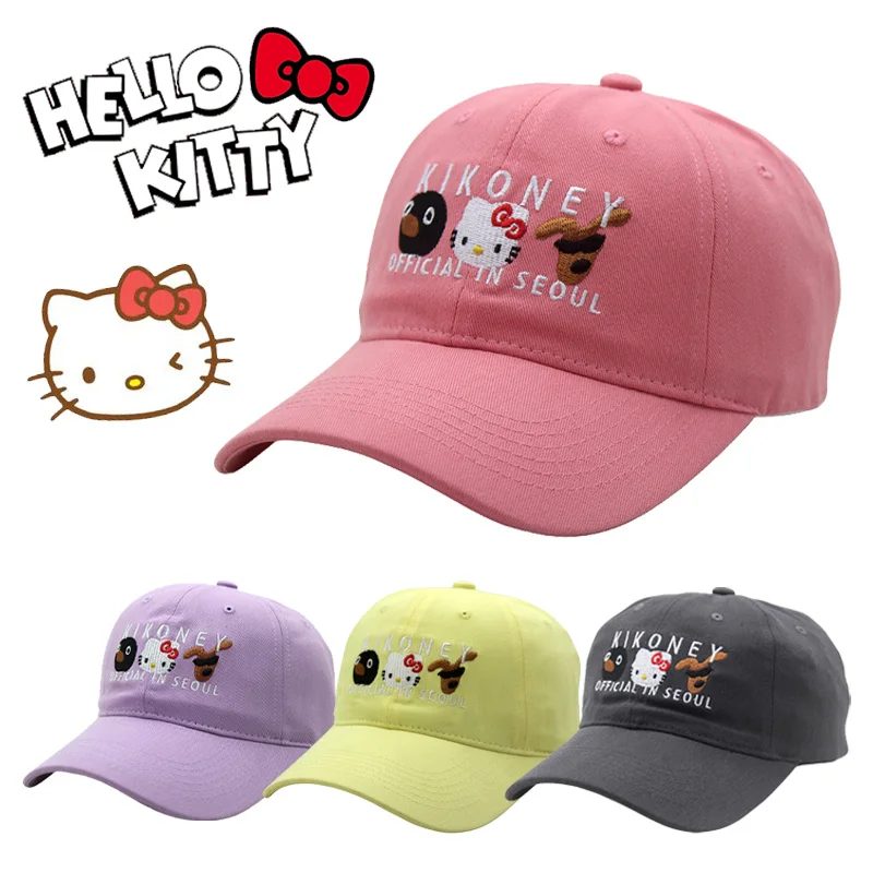 

Sanrio Hello Kitty Embroidered Baseball Cap Spring Summer Women Girls Leisure Visors Sun Hat Outdoor Shade Adjustable Sports Cap