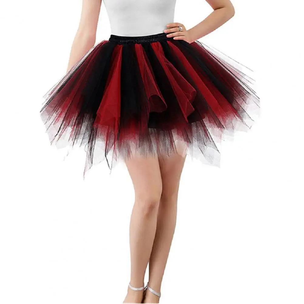 Women Skirt A-line Big Swing Scattered Hem Multi-layered High Fluffy Gauze Dancing Short Pleated Skirt