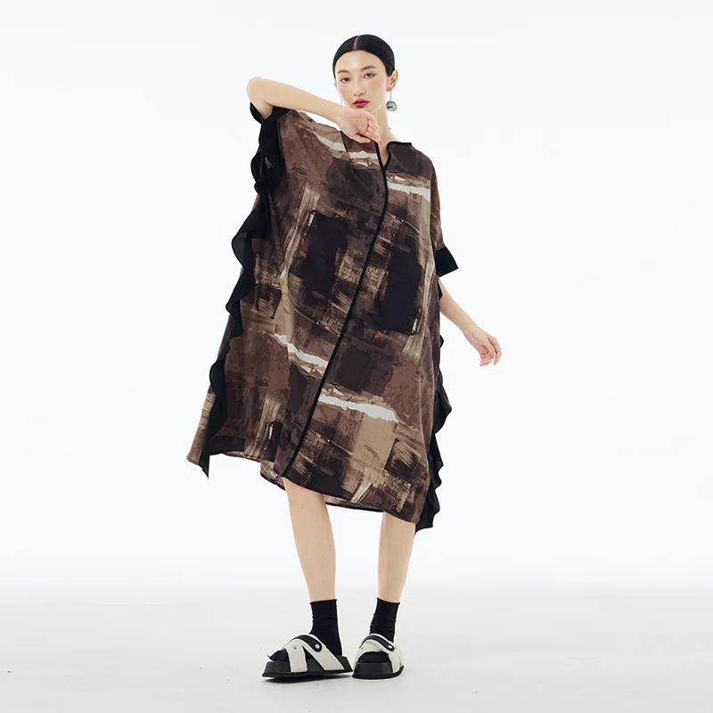 Tannt Vrouwen Jurk Mouwloze Kleur Bijpassende Afdrukken Jurken Voor Vrouwen 2023 Nieuwe Zomer Mode Lange Losse Shirt Jurken