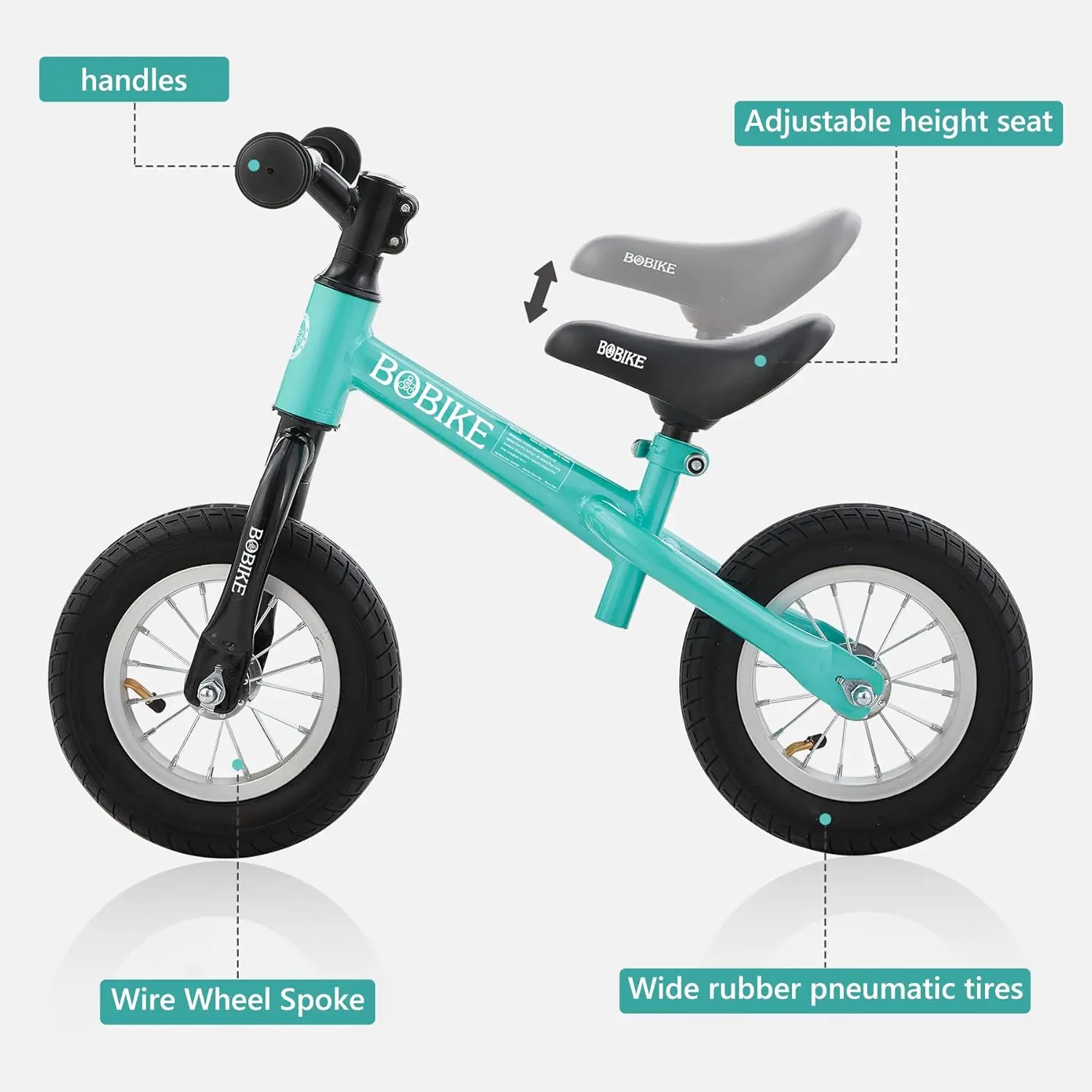 Toddler Balance Bike with Inflatable Rubber Tires, Kids Push Balance Bike Toys for 18 Month to 4 Year Old Boys Grils Adjustable