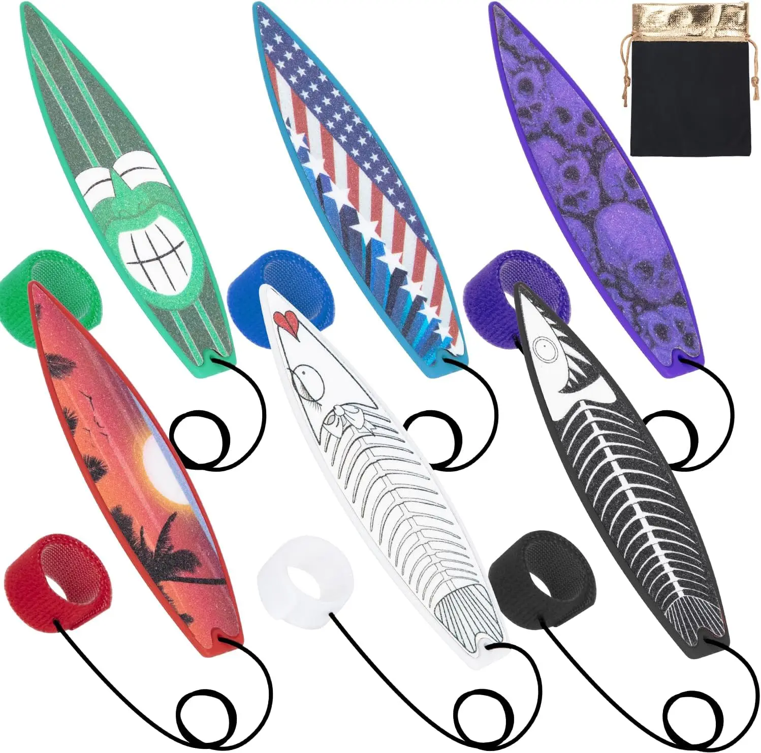 

6PCS Mini Finger Surfboard for Car Window, Wind Surfing Toy with Storage Bag
