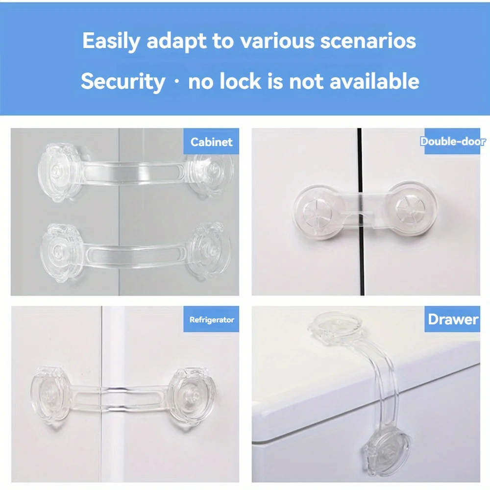5pcs Clear Safety Drawer Locks, Fridge - Secure & Easy-to-Install Transparent Design, Childproofing Essentials|Safety Locks