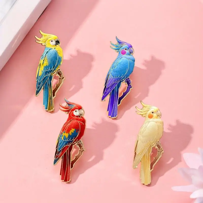 Colorful Bird Parrot Brooch Pin Polished Metal Lapel Badge Unique Decor for Coat Backpack Gift for Kids Bird Enthusiasts