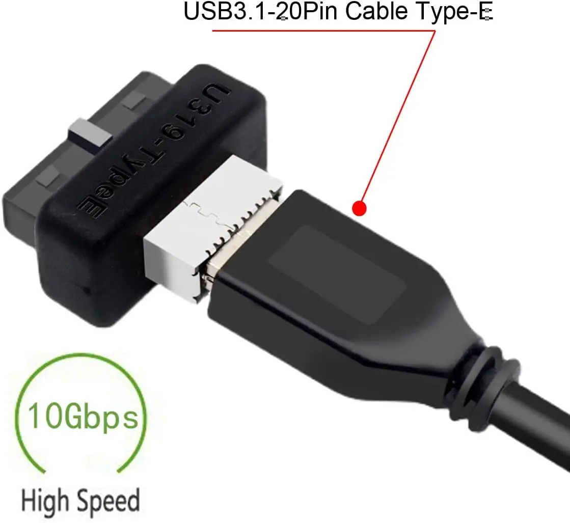 USB Front Panel Adapter,Vertical USB C Header Adapter,USB3.1Type-E Key-A to USB3.0 20Pin Header Converter for Type C Motherboard