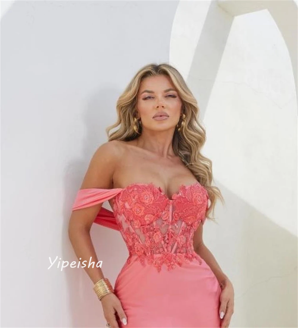 Customized Yipeisha Fashion Sizes Available Off-the-shoulder Mermaid Applique Floor length Skirts Charmeuse es