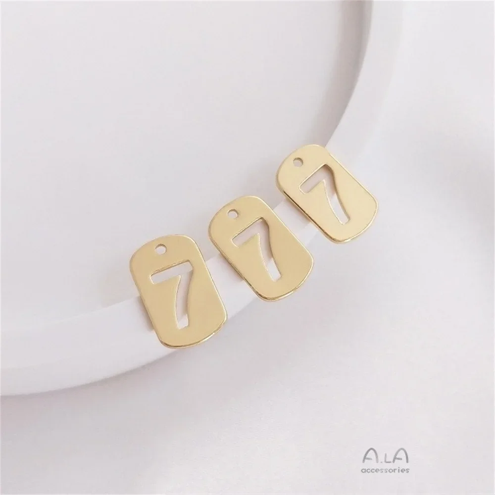 

14K Gold-Color Small Lucky7 Number Card Lucky 7 Pendant Handmade Diy Bracelet Necklace Pendant K196