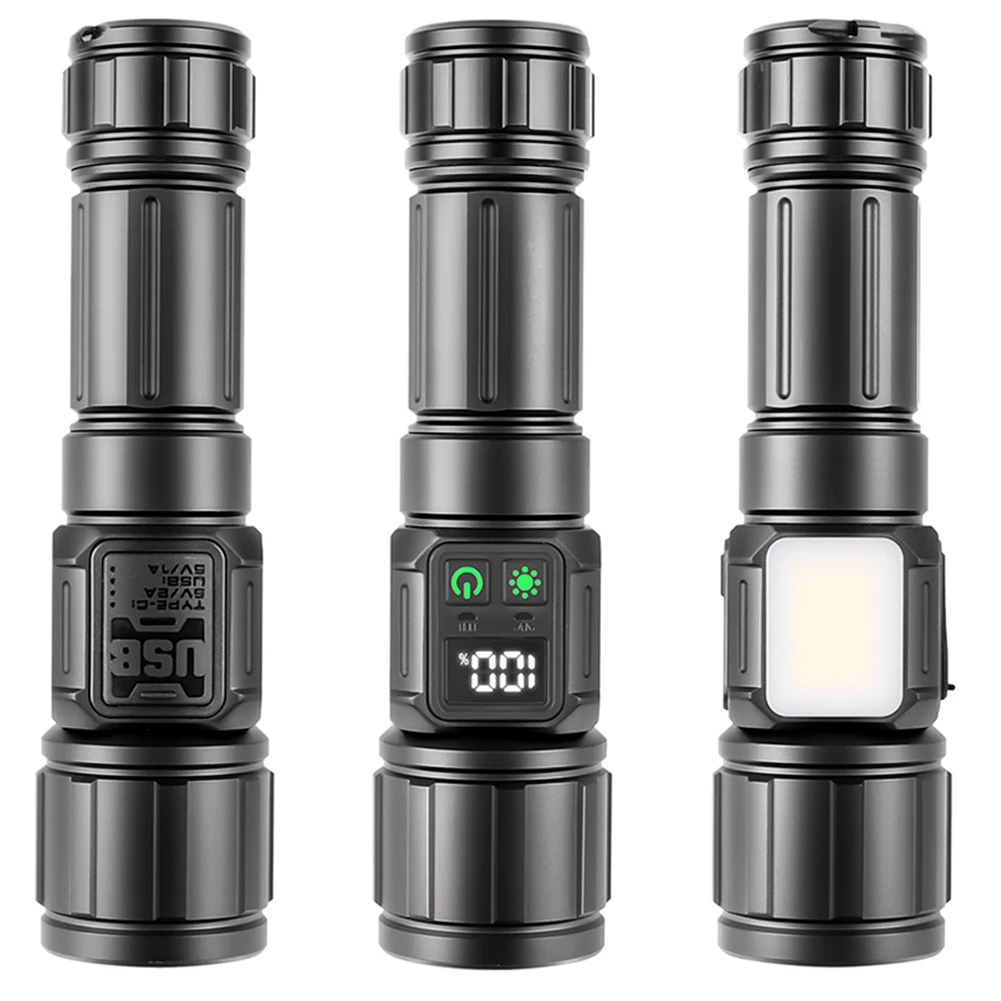 30 واط مصباح ليد جيب قابلة للشحن 2000 لومن عالي ضوء فلاش مع مصباح COB مصباح يدوي محمول للطوارئ المنزلية #2