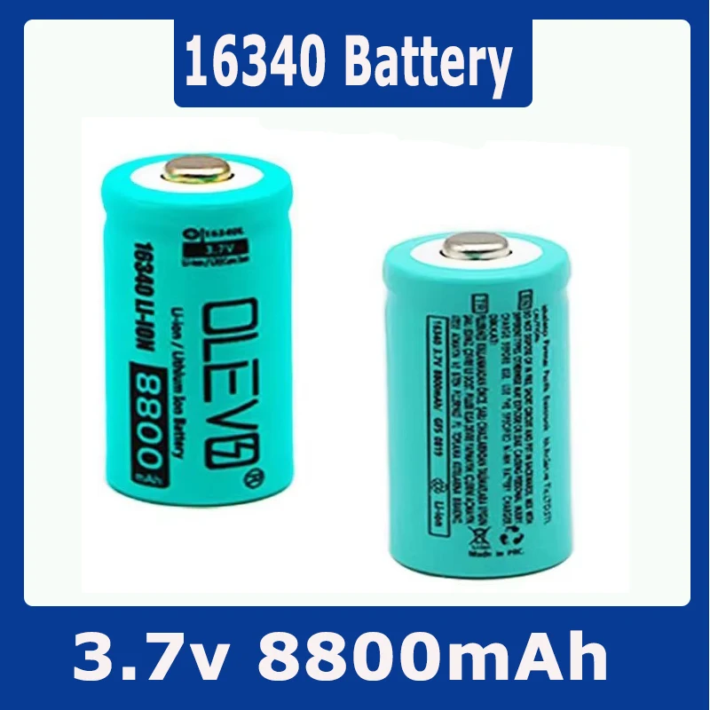 8800mAh Rechargeable 3.7V Li-ion 16340 Batteries CR123A Battery for LED Flashlight Travel Wall Charger 16340 CR123A Battery