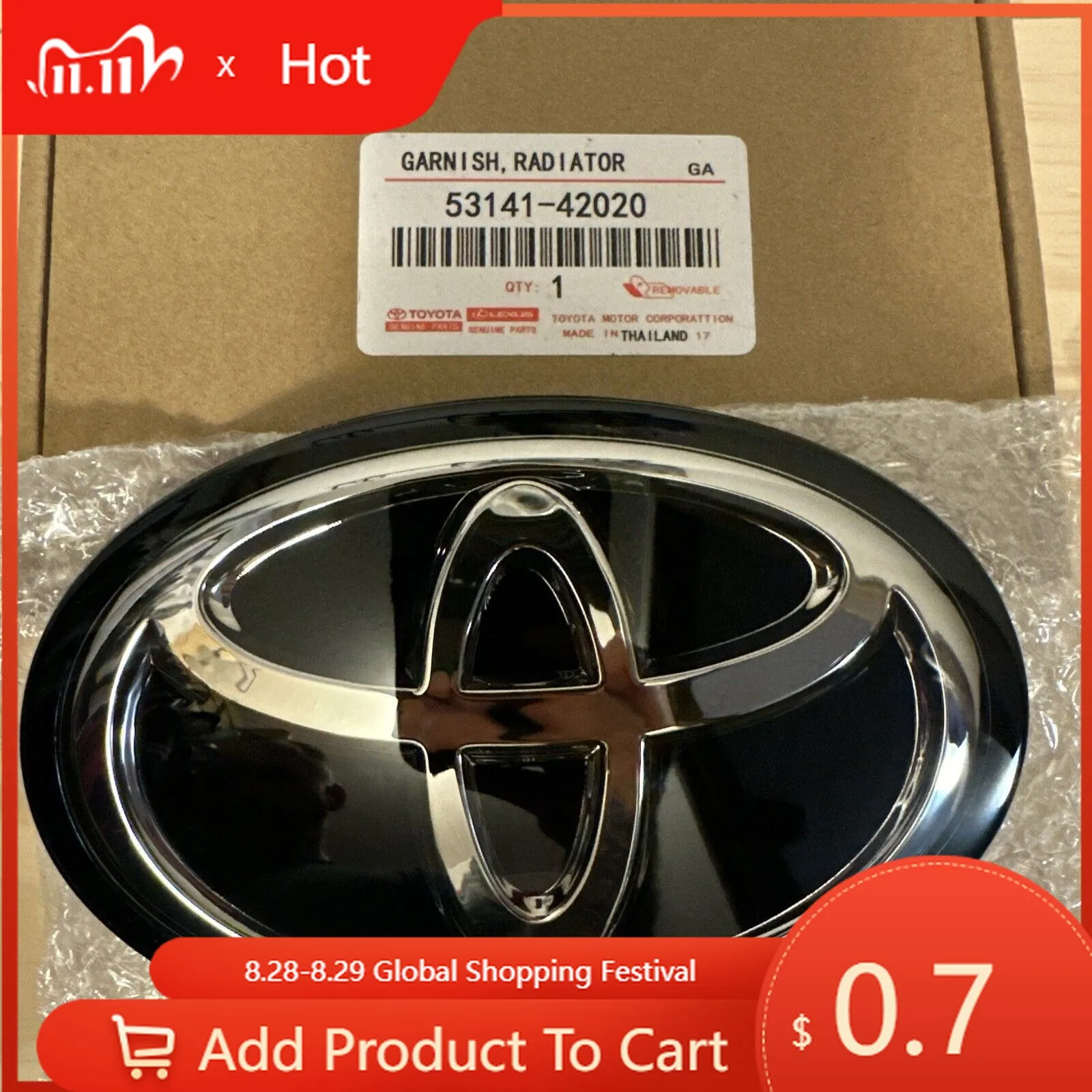 

Fot Toyota 2026, новинка 53141-42020 Toyota C-HR RAV4 Avalon Corolla Highlander, эмблемы OEM, новая работа с Acc Radar, черный