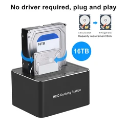 SATA to USB3.0 Dual Bay External Hard Drive Docking Station 5Gbps for 2.5/3.5