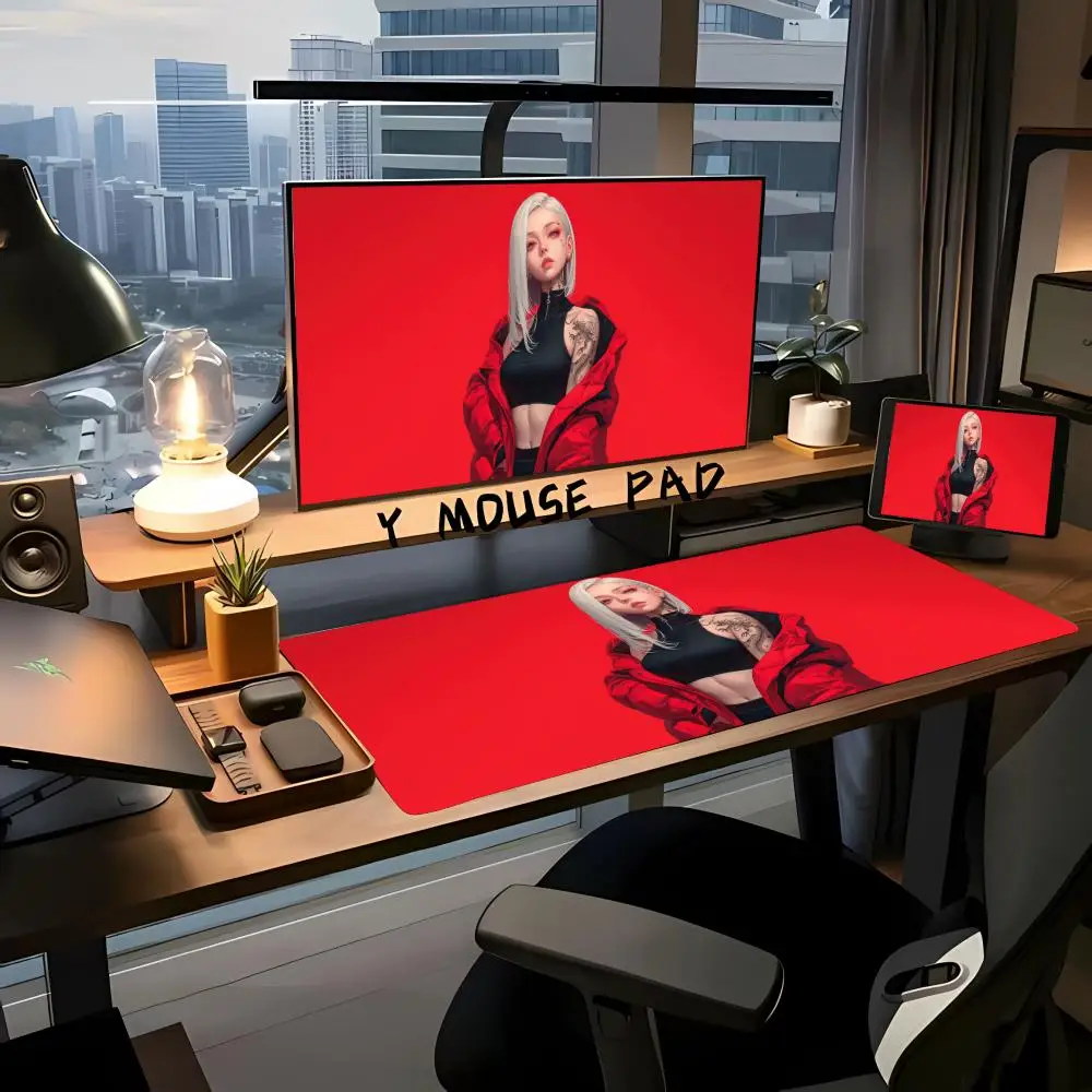 Anime_Girl HD Printing Table Glasses mat rubber anti-slip Pad Overlock Tattoo Gaming Mouse mouse pad Red