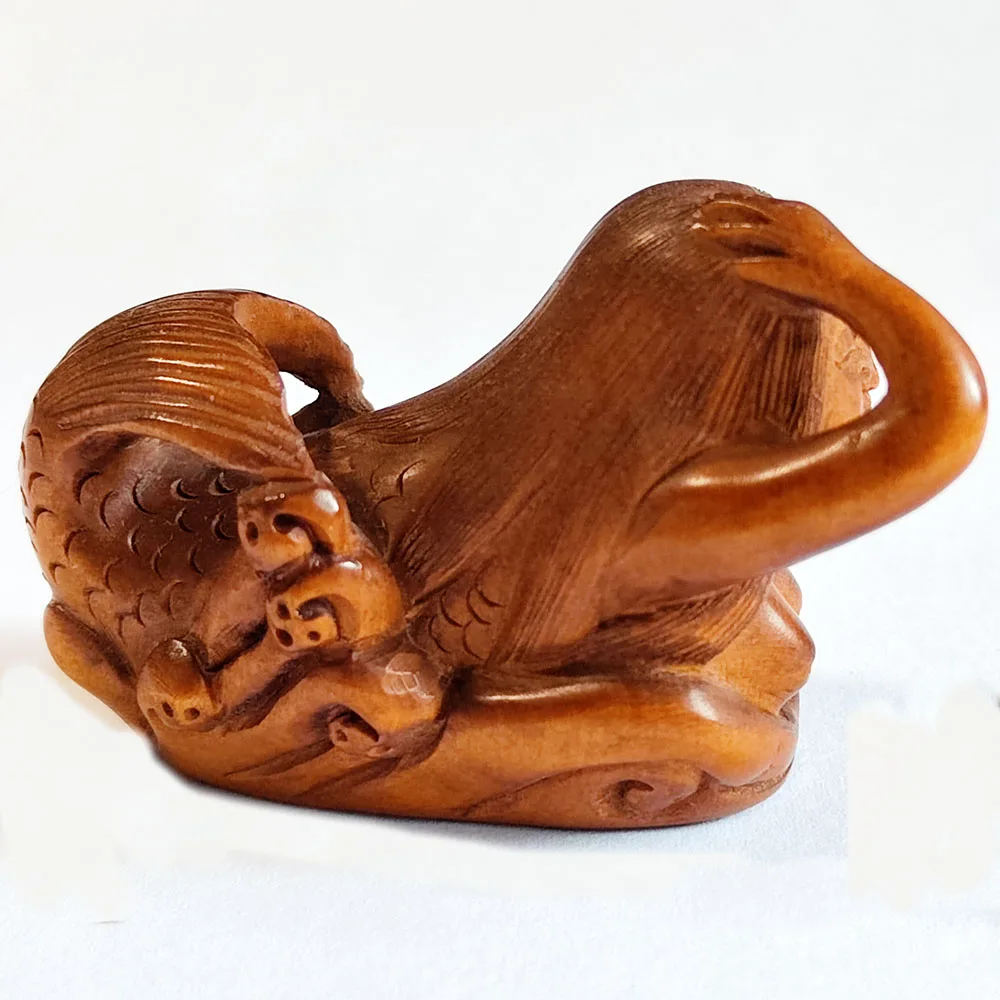 

Y8425 - 2 "резная вручную японская фигурка из ящика и сетки-Красивая Русалка