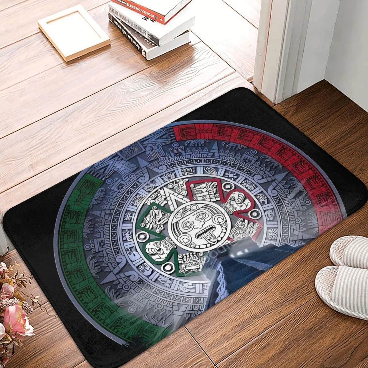 Mexican Flag Bedroom Mat Mexican Mayan Aztec Calendar Doormat Living Room Carpet Entrance Door Rug Home Decoration