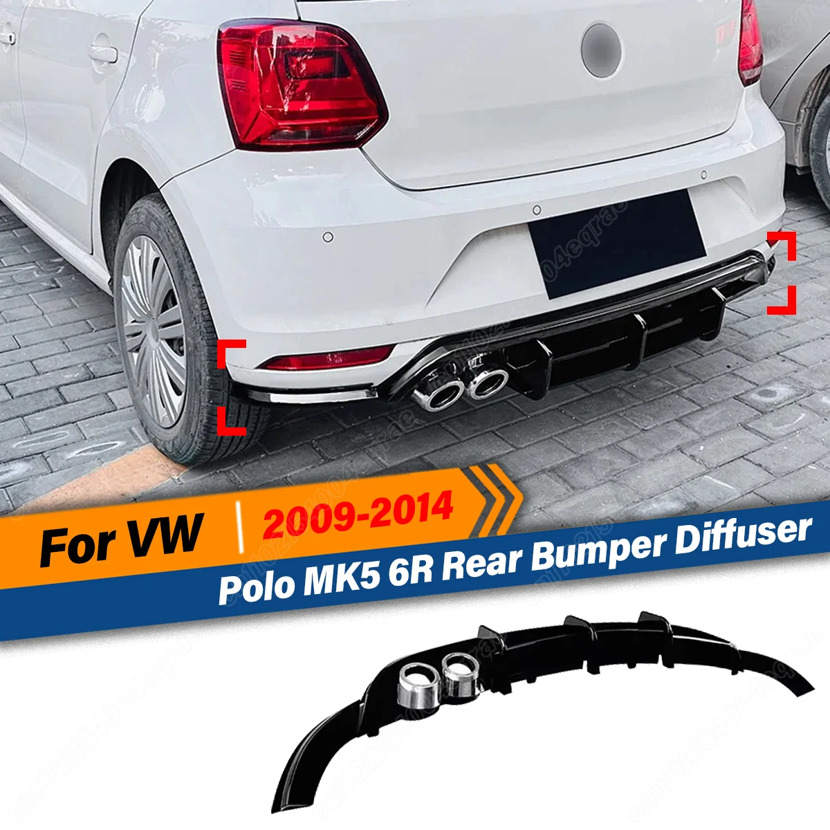 

For VW Volkswagen Polo MK5 6R 2009 2011 2012 2013 2014 Rear Bumper Diffuser Lip Spoiler Splitter Decoration Car Accessories Kits