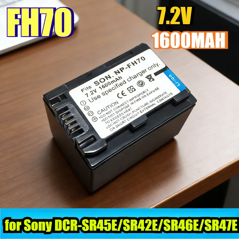 

1600mAh FH70 Battery for Sony DCR-SR45E/SR42E/SR46E/SR47E Camcorders Rechargeable Li-ion Replacement Power Overcharge Protection