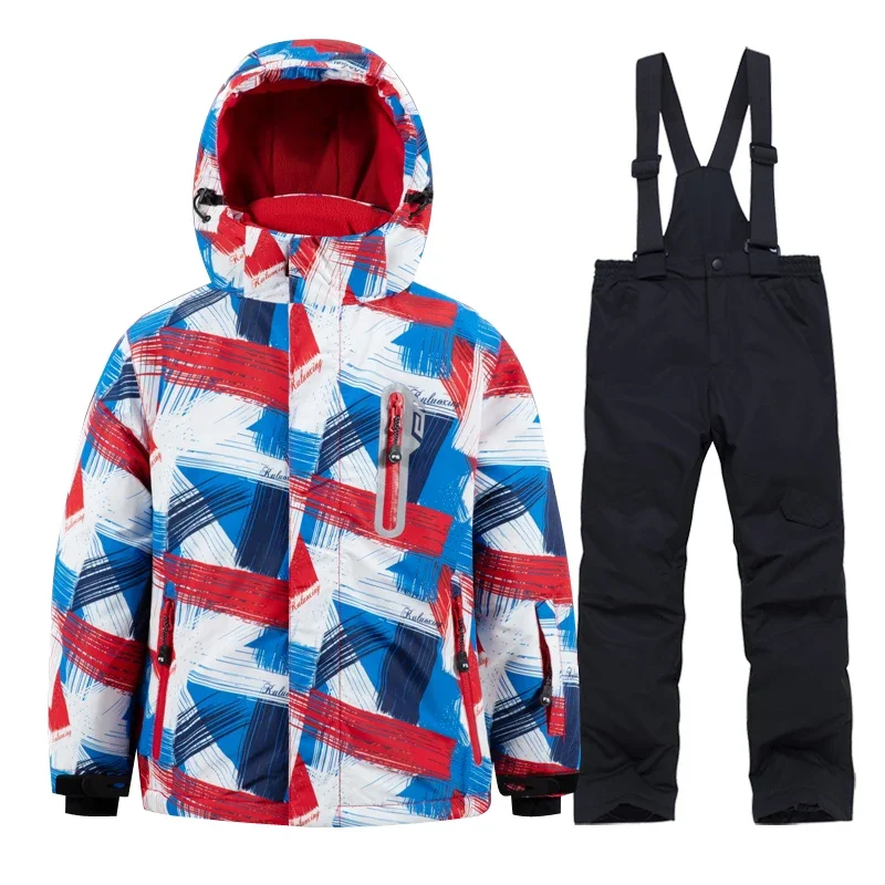 Ski Suit For Children Winter Hoodie Snow Jacket Pants Warm Windproof Waterproof Outdoor Sports Snow Clothes Snowboard Suit