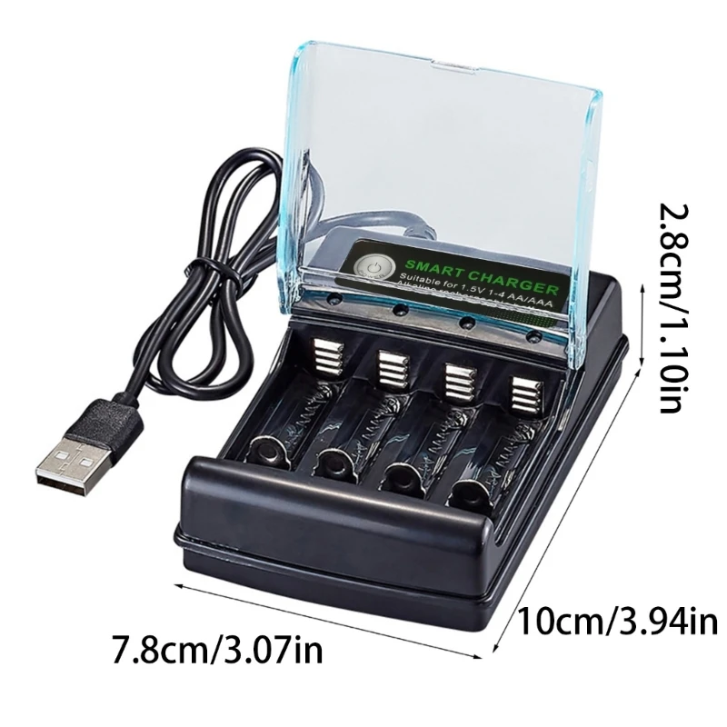 Caricabatterie alcalino da 1,5 V a 4 slot con funzione di riciclaggio della batteria di riparazione intelligente per una durata della batteria estesa