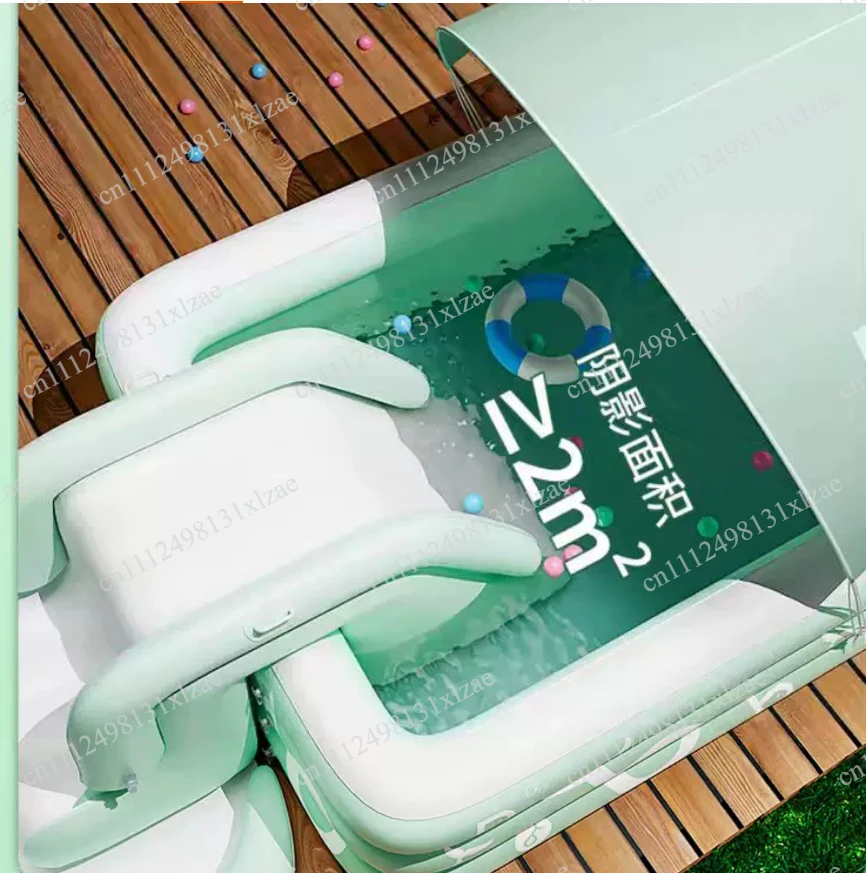 Foldable Summer Pool - Inflatable Water Slide & Splash Pool with Canopy for Backyard & Outdoor Fun
