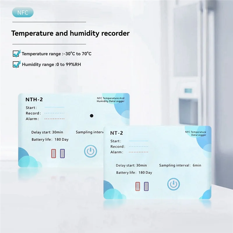 BNVN-NFC مسجل بيانات لاسلكي 180 يومًا مسجل بيانات مؤشر LCD 500,000 مجموعة للمواد الكيميائية NFC