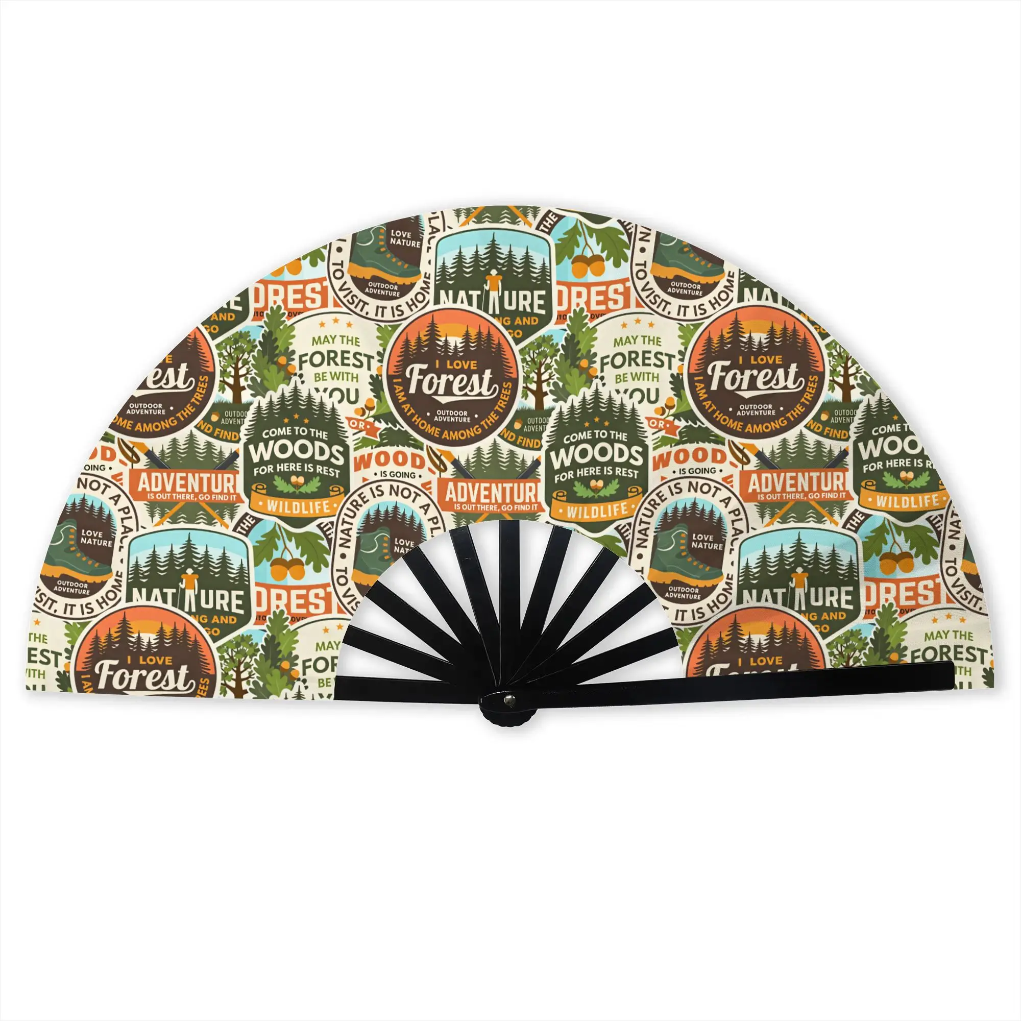 Camper ADVENTURE WILDLIFE Stylish Hand Fan Unisex  I LOVE Forest  Printed Polyester Fan  Aesthetic For Sports Events Gift