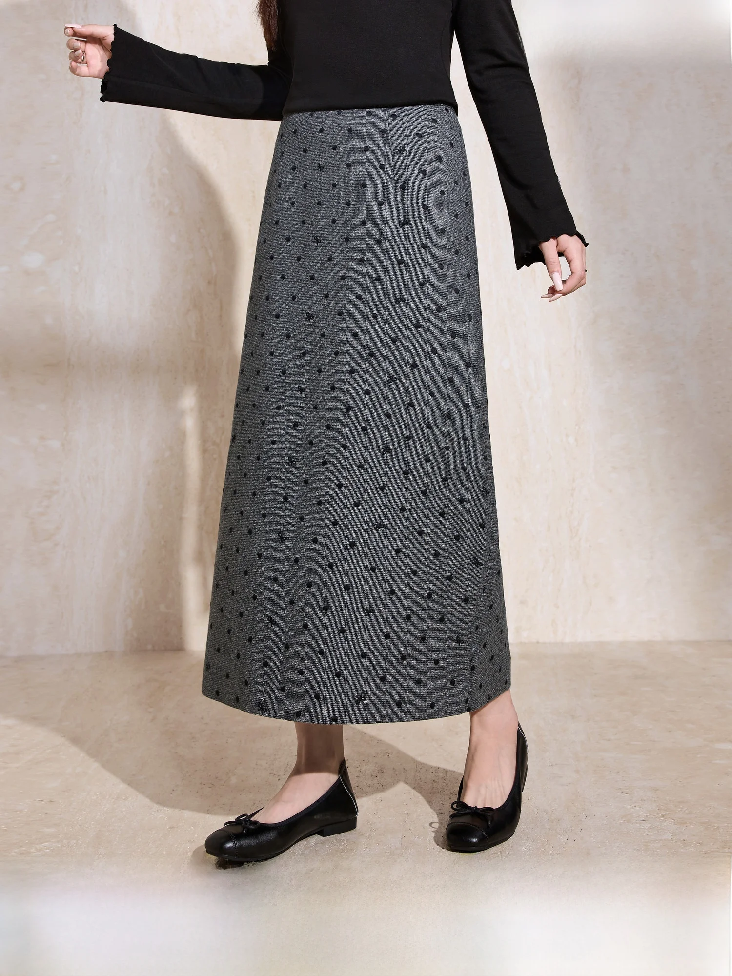 

Юбка миди с вышивкой в горошек и высокой талией для женщин больших размеров, новая весенняя винтажная длинная юбка с разрезом от Blue Language