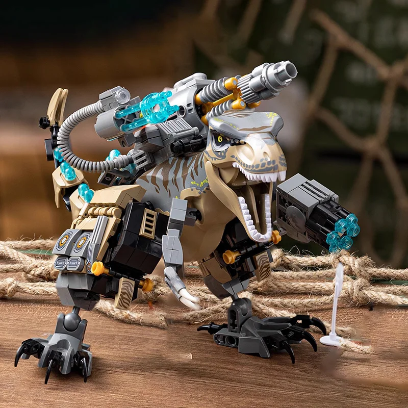 Children's Boys' Building Block Toys, Tech-Inspired Armed Mechanical Dinosaur Building Blocks, Heavy Weapon Version Dinosaur Assembly Model, Boys' Christmas Surprise Gift Toy