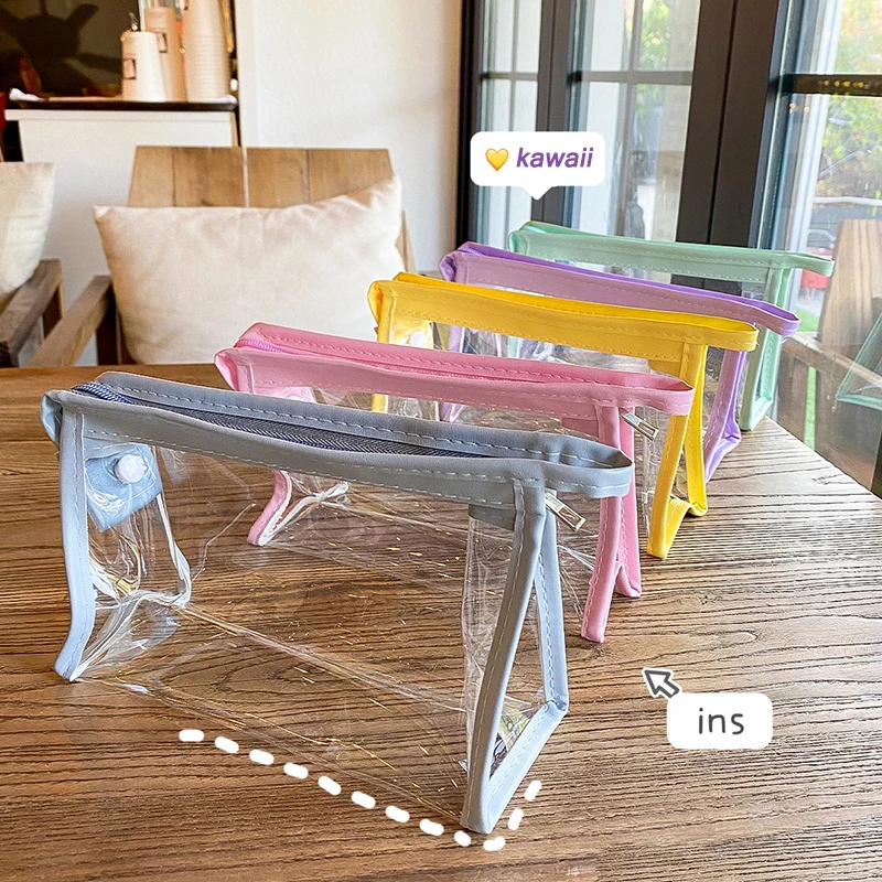 

Pencil Case PVC Transparent Pencil Case Kawaii Cute Simple Beautiful Bag Organizer Pen Office Student Stationery School Supplies