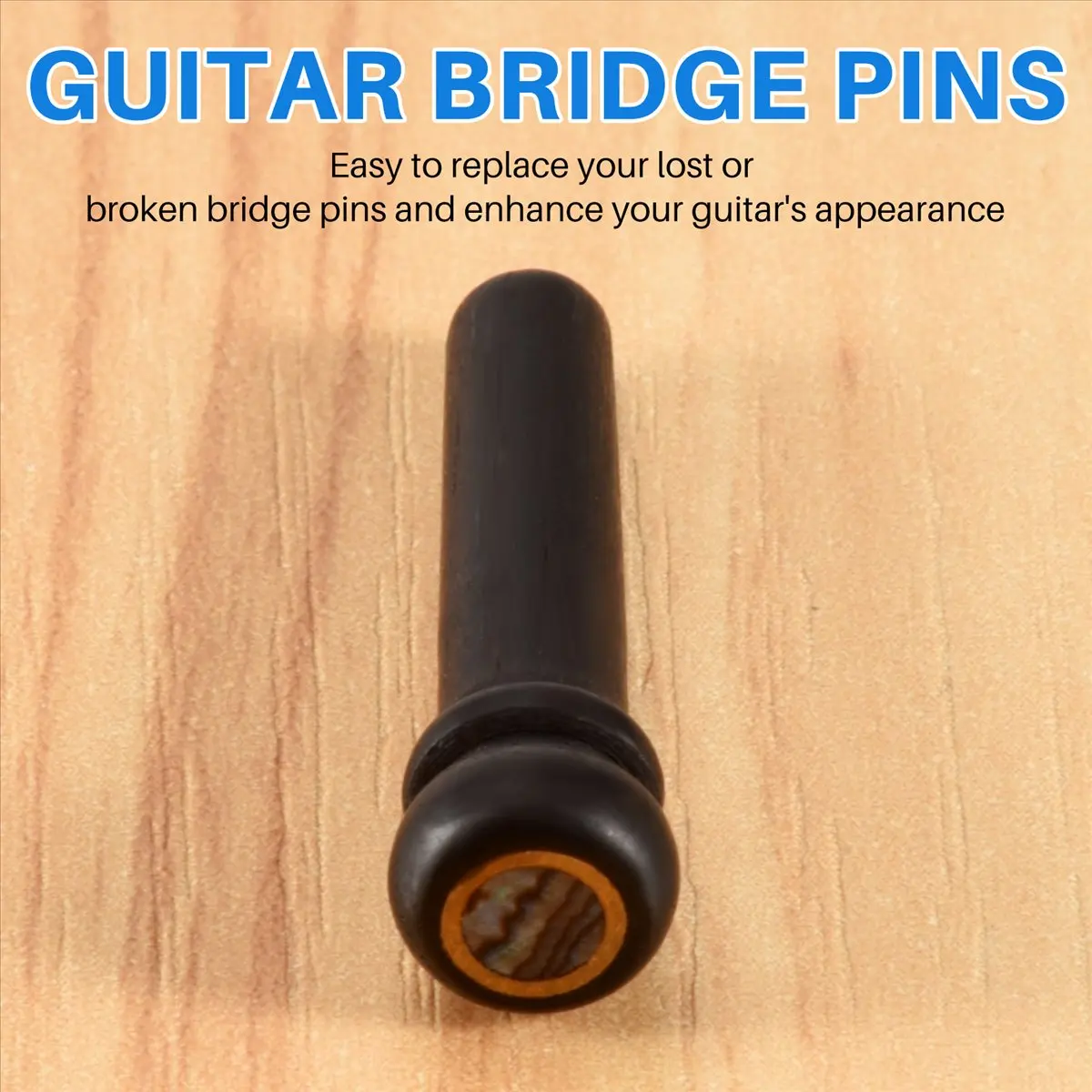 Y493A HOT  6Pcs Black Ebony Shell Guitar Bridge Bone Pins Set with Green Abalone Dot For Acoustic Guitar Accessories