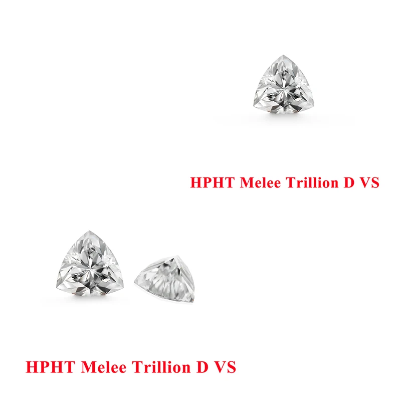 Melee Trillion Shape HPHT Lab-Grown Diamond D Color 0.08CT-0.68CT VS1 Clarity Ideal for Romantic Jewelry Designs
