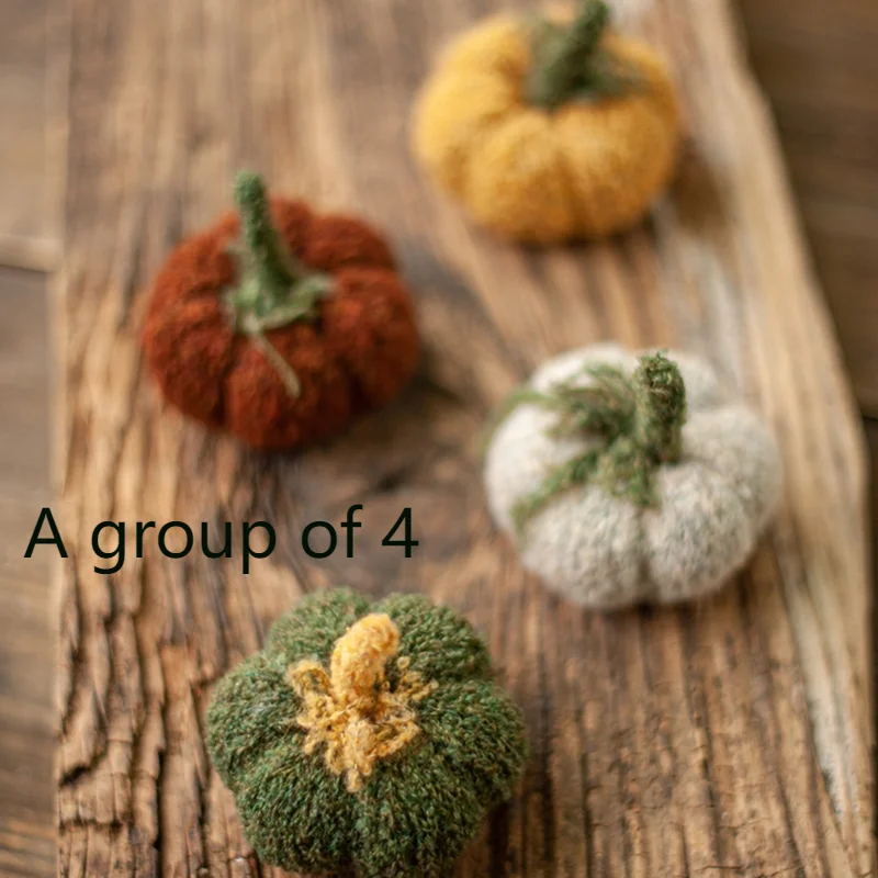 Newborn Photography Props Wool Stick Needle Handmade Retro Solid Color Small Pumpkin Ornament Photography Photo Decoration Props